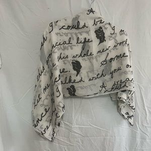 Loungefly Disney Princess Scarf in White with Silhouette and Lyrics Pattern